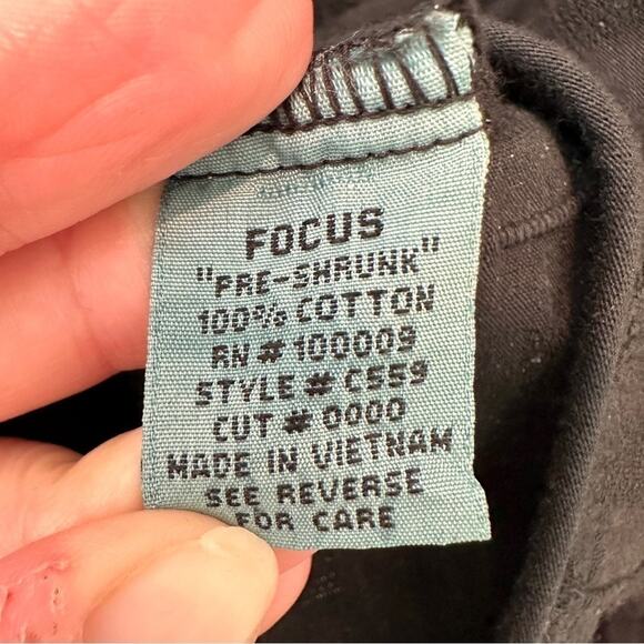 FOCUS | Black Quilted Textured Cotton Long Sleeve Top | Size Medium - Picture 6 of 7